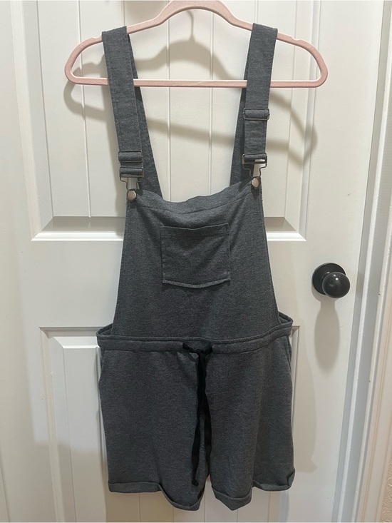 shosho Pants - ShoSho Women's Knit Gray Short Overalls Romper - XL - Cozy, Comfy, Lounge